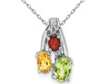 4/5 Carat (ctw) Garnet, Peridot and Citrine Pendant Necklace in Sterling Silver with Chain